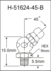 5/16"-24 UNF 45 Degree Brass Grease Fitting / Zerk Fitting drawing