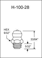 H-100-28 straight thread grease fitting drawing