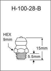 1/4"-28 UNF Brass Grease Fitting / Zerk Fitting drawing