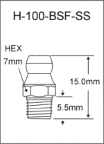 H-100-BSF-SS british thread grease fitting