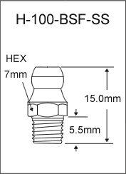 H-100-BSF-SS british thread grease fitting