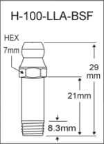 H-100-LLA-BSF british thread grease fitting