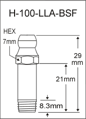 H-100-LLA-BSF british thread grease fitting