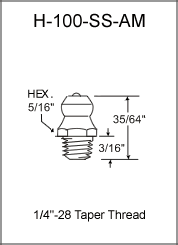 H-100-SS-AM stainless steel grease fitting drawing