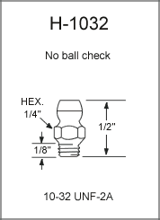 10-32 UNF-2A Grease Fitting / Zerk Fitting drawing