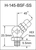 H-145-BSF-SS british thread grease fitting
