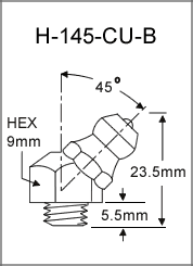 1/4"-28 UNF 45 Degree Brass Grease Fitting drawing