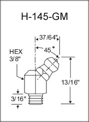 H-145-GM thread forming grease fitting drawing