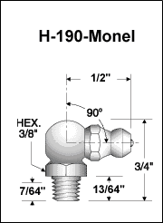 H-190-MONEL grease fitting drawing