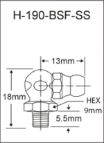 H-190-BSF-SS british thread grease fitting