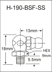 H-190-BSF-SS british thread grease fitting