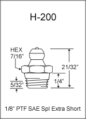 H-200 1/8in PTF grease fitting drawing