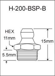 H-200-BSP-B british thread grease fitting drawing