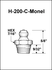 H-200-C-MONEL grease fitting drawing