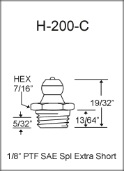 H-200-C 1/8in PTF grease fitting drawing