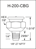 H-200-CBG button head grease fitting drawing