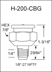 H-200-CBG button head grease fitting drawing