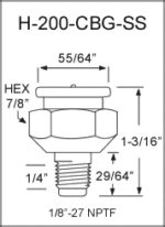 H-200-CBG-SS button head grease fitting drawing