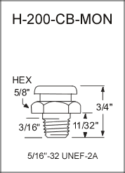 H-200-CB-MON. button head grease fitting drawing