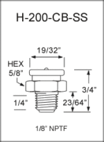 H-200-CB-SS button head grease fitting drawing