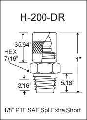 H-200-DR 1/8in PTF grease fitting drawing