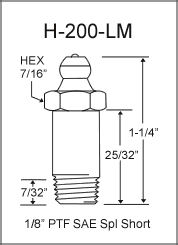 H-200-LM 1/8in PTF grease fitting drawing