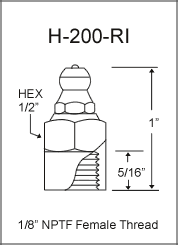 H-200-RI 1/8in PTF grease fitting drawing