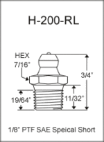 H-200-RL 1/8in PTF grease fitting drawing