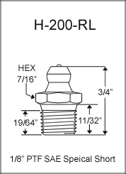 H-200-RL 1/8in PTF grease fitting drawing