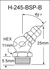 H-245-BSP-B british thread grease fitting drawing