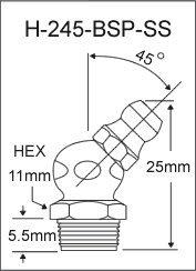 H-245-BSP-SS british thread grease fitting