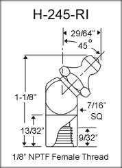 H-245-RI 1/8in PTF grease fitting drawing