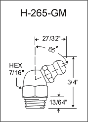 H-265-GM thread forming grease fitting drawing
