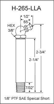 H-265-LLA 1/8in PTF grease fitting drawing