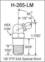 H-265-LM 1/8in PTF grease fitting drawing