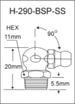 1/8″-28 BSP 90 Degree Stainless Steel Grease Fitting