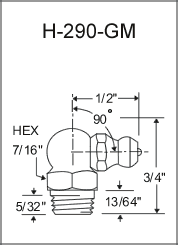 H-290-GM thread forming grease fitting drawing