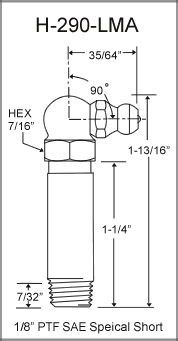 H-290-LMA 1/8in PTF grease fitting drawing