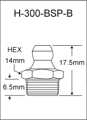 H-300-BSP-B british thread grease fitting drawing