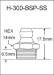 1/4″-19 BSP Stainless Steel Grease Fitting