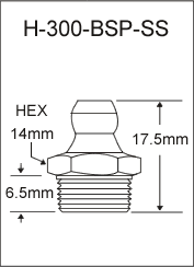 H-300-BSP-SS british thread grease fitting
