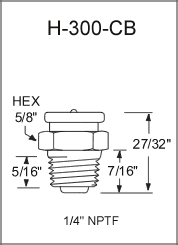 H-300-CB button head grease fitting drawing