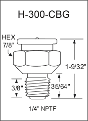 H-300-CBG button head grease fitting drawing