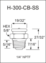H-300-CB-SS button head grease fitting drawing