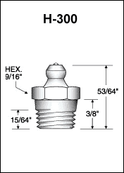 H-300 1/4in Pipe Thread grease fitting drawing