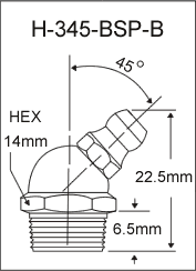 H-345-BSP-B british thread grease fitting drawing