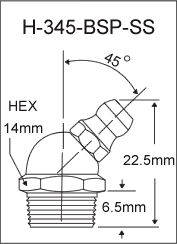 H-345-BSP-SS british thread grease fitting