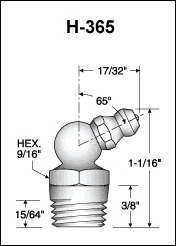 H-365 1/4in Pipe Thread grease fitting drawing