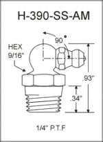 H-390-SS-AM stainless steel grease fitting drawing