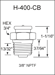 H-400-CB button head grease fitting drawing